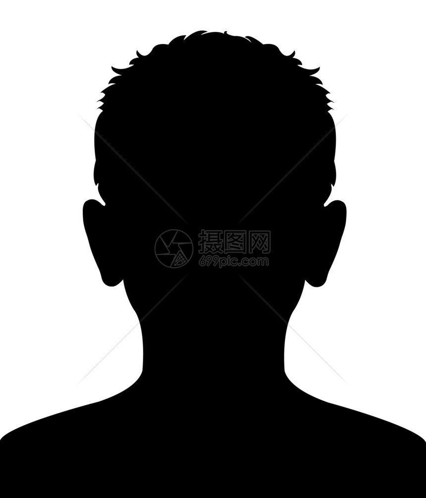 男孩双影矢量孩子身体黑色耳朵插图白色头发男生男人图片