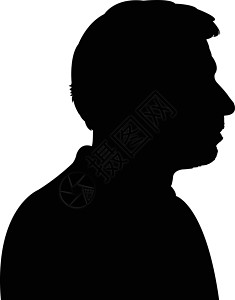 一个人头的光影矢量男人头发插图鼻子身体黑色背景图片