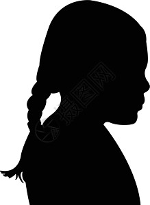 儿童头环影矢量尾巴剪影绘画马尾辫女性女孩孩子头发男性黑色背景图片