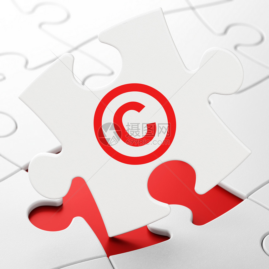 拼图背景上的法律概念版权挑战保险防御知识作者执法律师红色法庭专利图片
