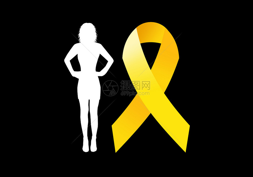 黄色带黄带 有妇女双影带疼痛子宫女性预防黄弓丝带粉色斗争治疗保健图片
