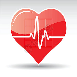 ps心图素材心脏与心心形脉冲图表韵律监视器诊所疾病屏幕曲线情况检查插画