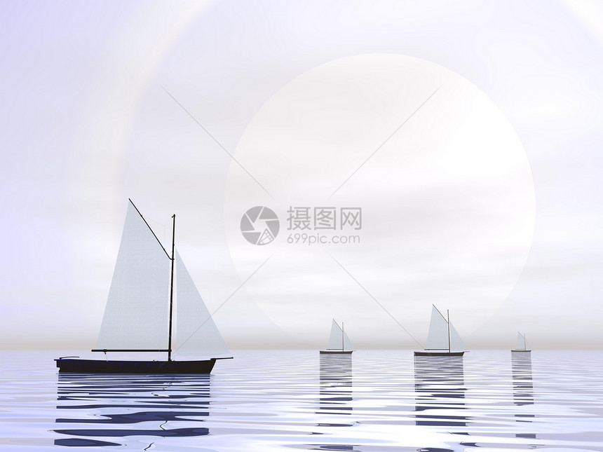 帆船  3D海浪航行木头水手阳光场景日落太阳海洋天空图片