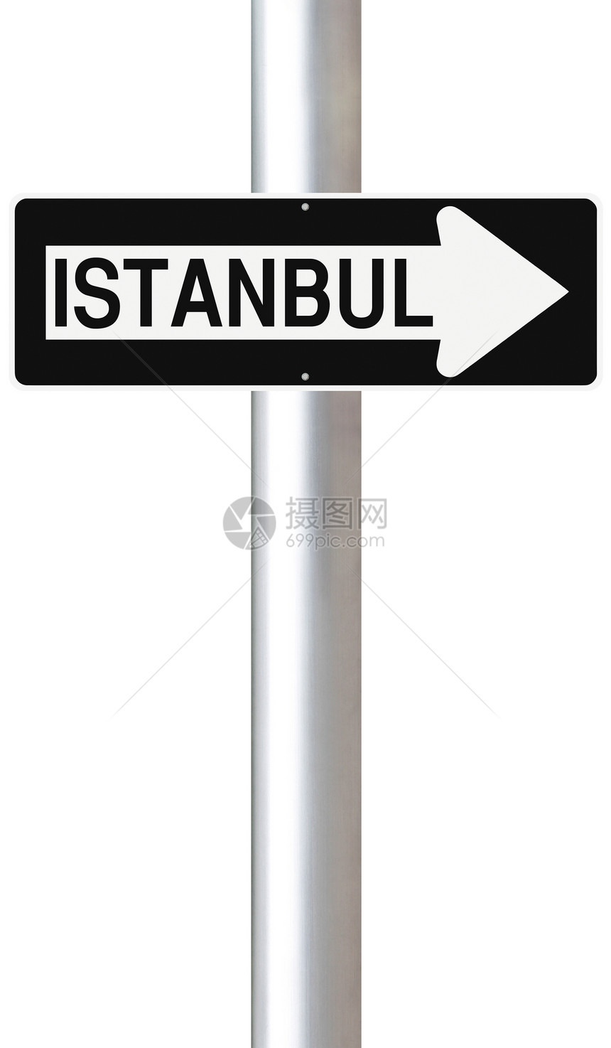这条通往伊斯坦布尔的路首都指示牌城市白色路标火鸡单程图片