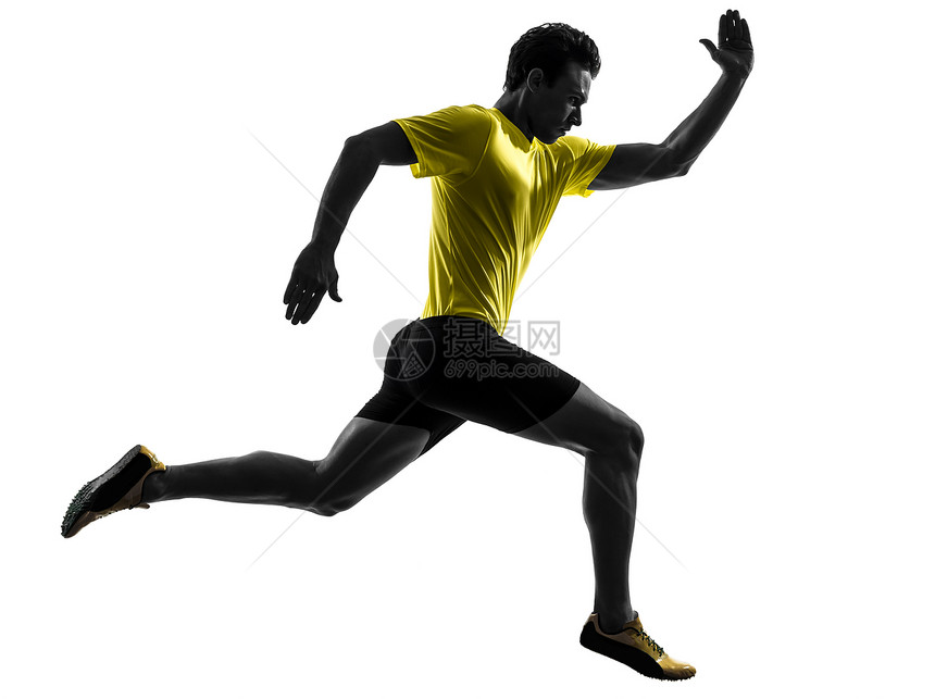 年轻男子的短跑运动员跑着月光跑步竞赛运动阴影男人成年人能力竞争赛跑者年轻人图片