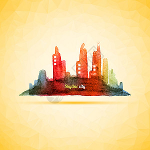 中央商务区色彩多彩的抽象城市天线矢量插画