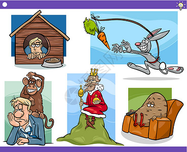 十二生肖之猴漫画概念和思想集追赶幽默兔子沙发男人长椅卡通片插图收藏山丘设计图片