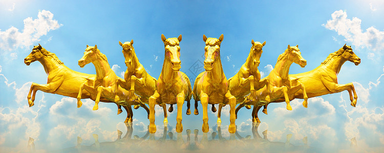 金马素材一群金马在天空中奔跑哺乳动物跑步尾巴动物雕刻肌肉农场雕像马匹艺术背景