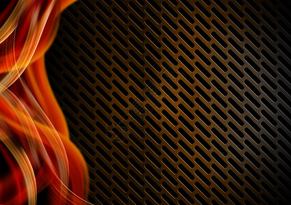 火币网带有网格的橙红色和金属背景乐队条纹技术橙子机械公司火焰波浪格子插图背景