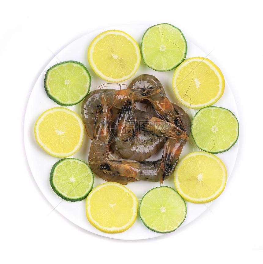 盘子里有生虾贝类午餐海鲜营养水产动物白色甲壳美食养殖图片