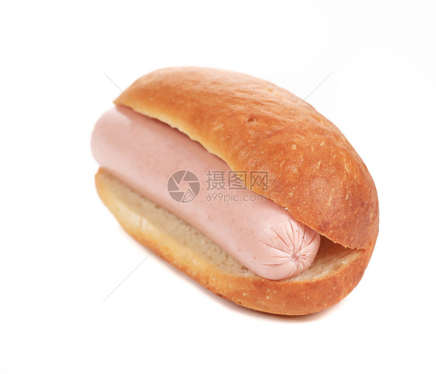 热狗面包和香肠卷包子午餐香肠宏观垃圾白色脂肪食物小吃图片