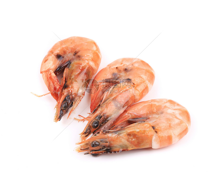 三个新鲜煮虾晶须老虎橙子动物市场食物饮食奢华美食营养图片