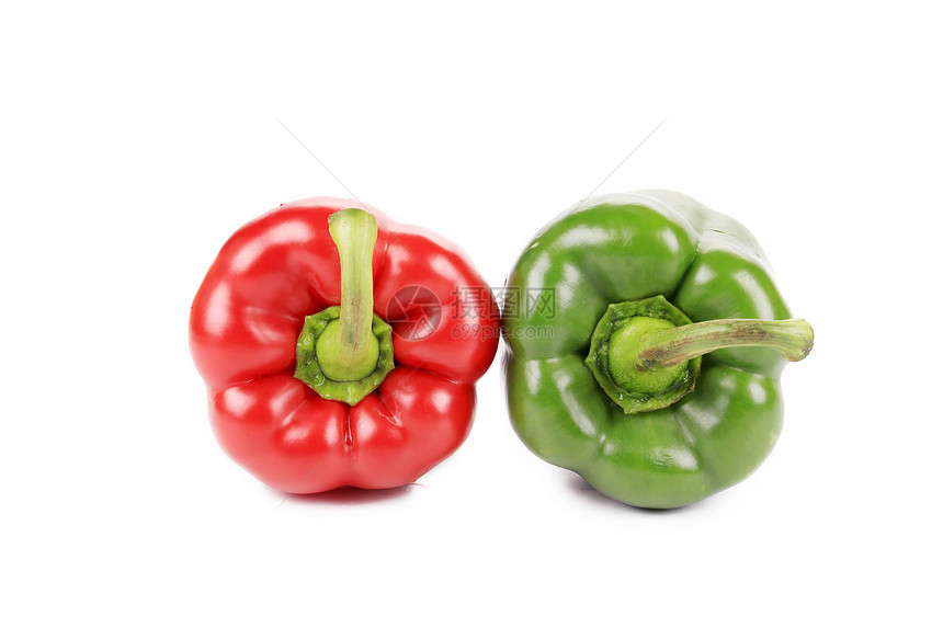 两个红辣椒和绿胡椒合起来营养白色种子香菜节食美食胡椒团体食物作品图片