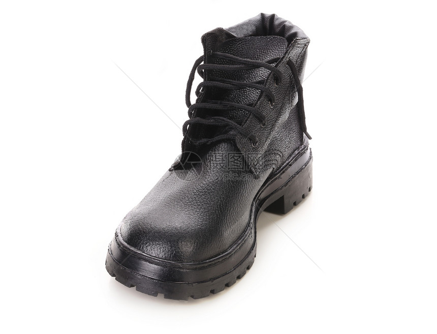 冬天的黑靴子很近安全鞋带男人工作黑色鞋类工人蕾丝衣服图片