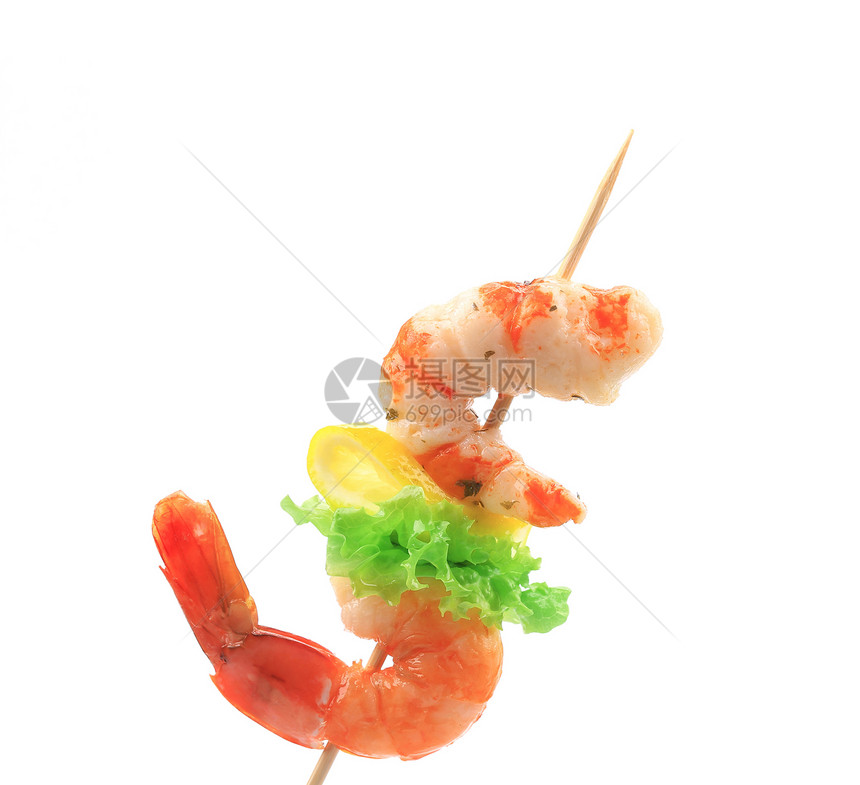 棍子上的虾甲壳厨房动物食物小龙虾营养海鲜派对贝类饮食图片
