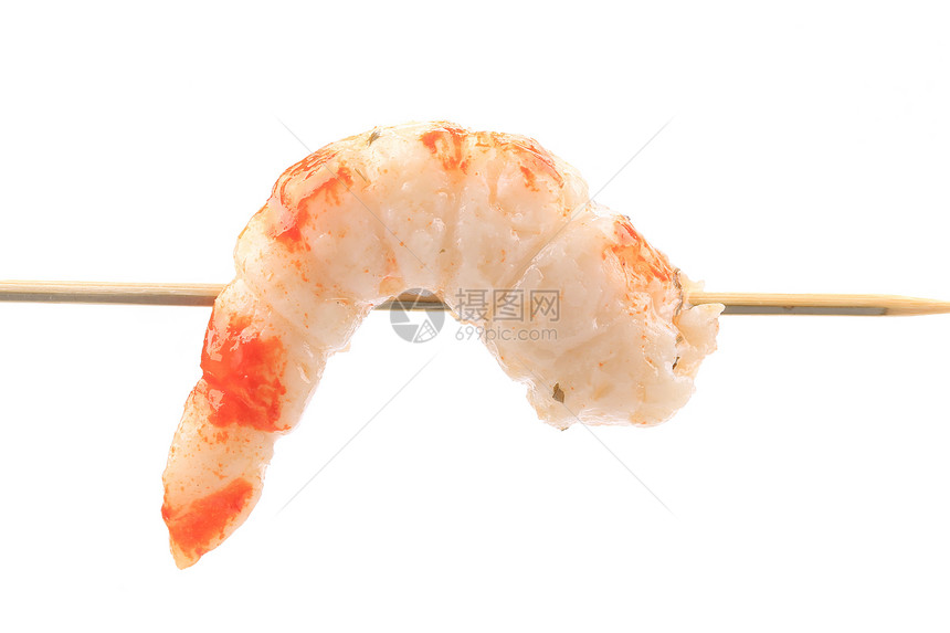 棍子上的虾食物红色美食香料派对动物餐厅饮食宏观海鲜图片