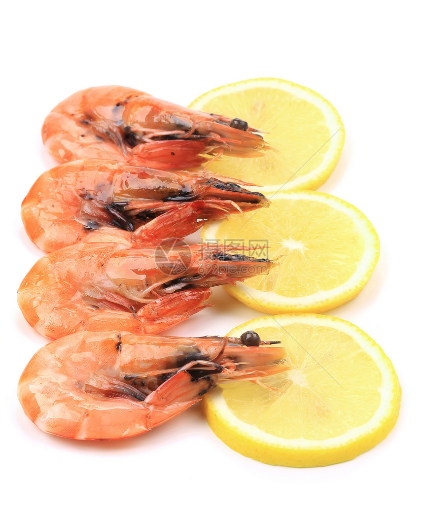 加柠檬虾盘子橙子动物沙拉雕刻起动机美食香菜食物贝类图片