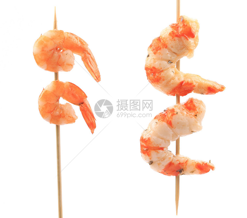 棍子上的虾动物香料海鲜小吃美食红色贝类宏观餐厅小龙虾图片