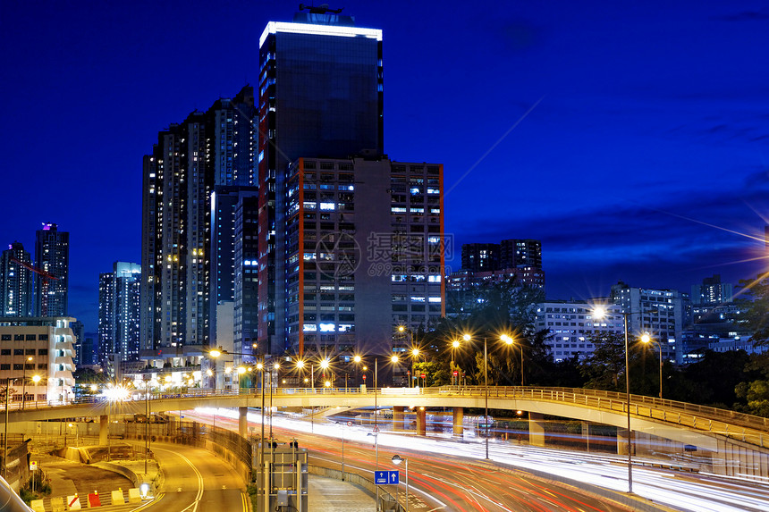 香港九龙市之夜建筑交通天际天空旅行旅游公共汽车汽车日落建筑学图片