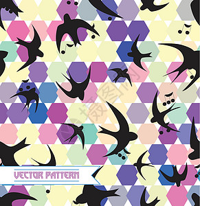 燕子麻雀含有燕子 乐笔和六边形的纹理设计图片
