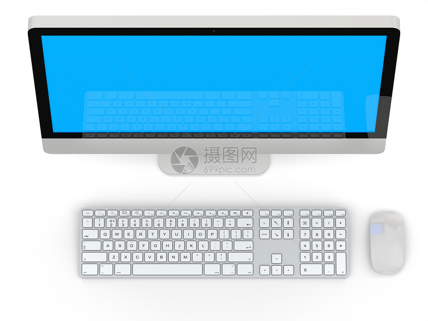 台式计算机展示老鼠白色监视器键盘技术屏幕桌面商业电子产品图片