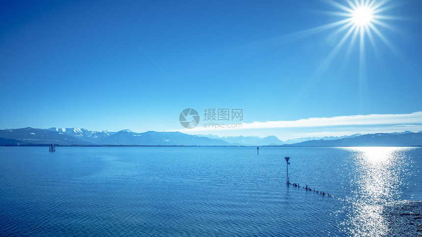 Constance 湖康斯坦恩斯高山太阳旅游旅行蓝色海滩天空海景地平线土地全景图片