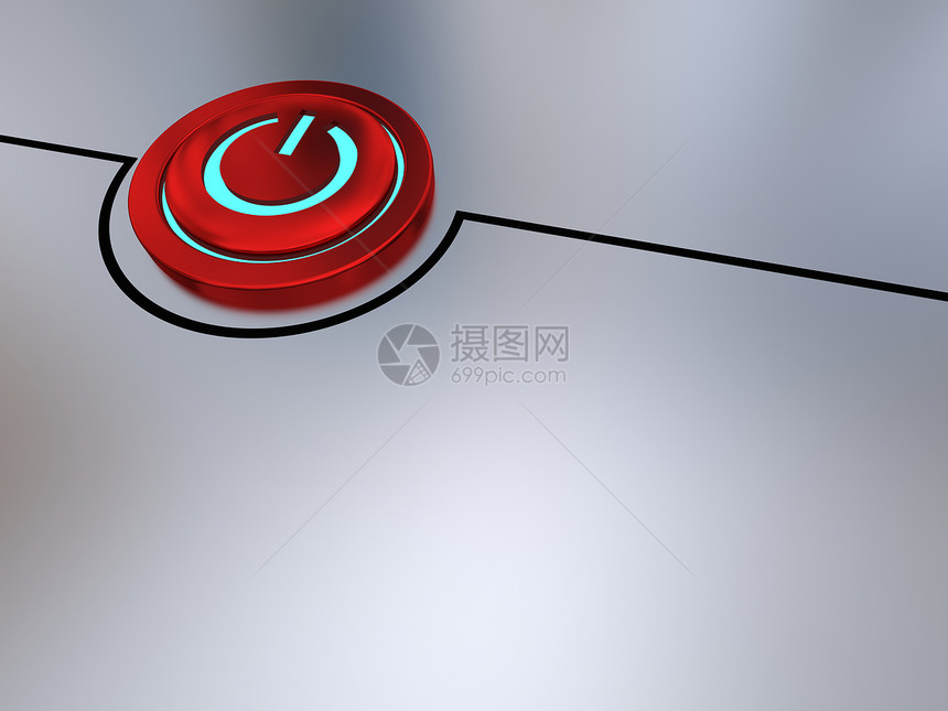特写按钮活力圆圈金属控制技术辉光插图圆形红色力量图片