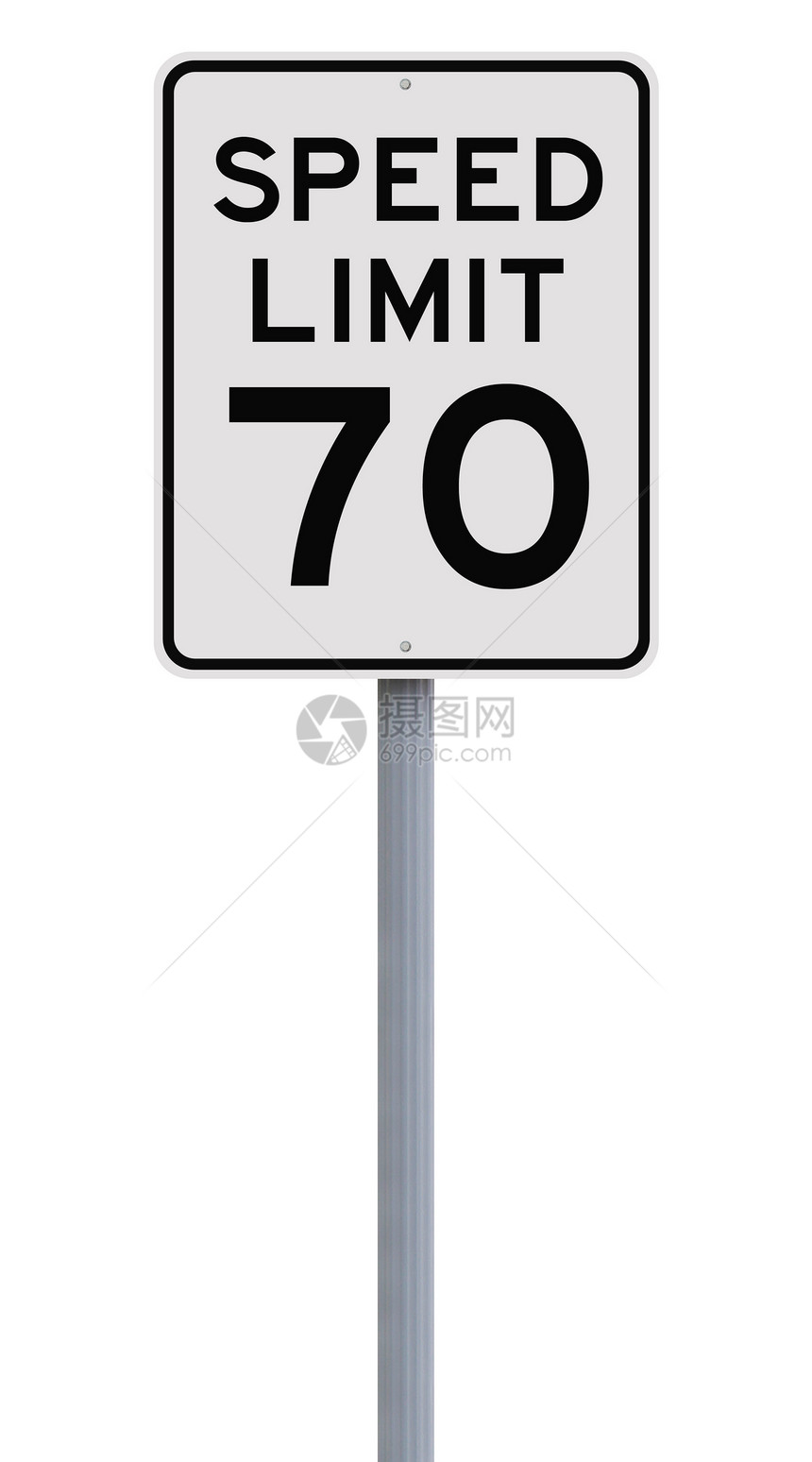 70岁时速度限制数字极限白色路标指示牌减速警告图片