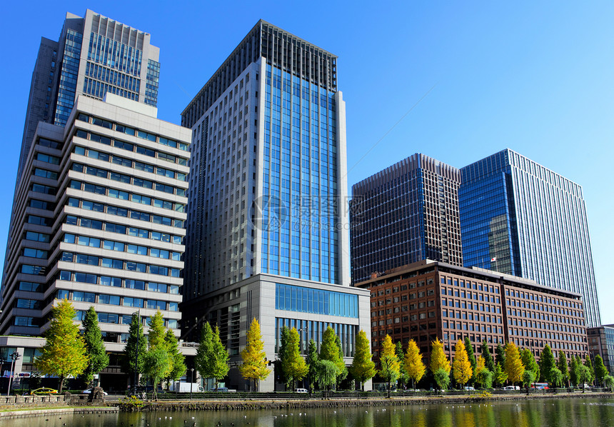 东京金融区风景商业池塘景观天空摩天大楼城市建筑地标办公室图片