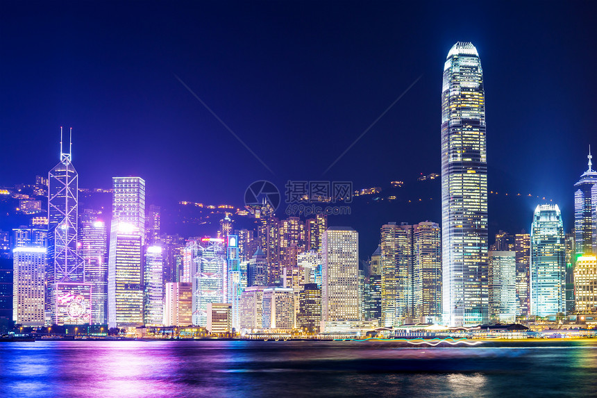 晚上在香港港口巡航日出城市渡船旅行建筑天际运输商业图片
