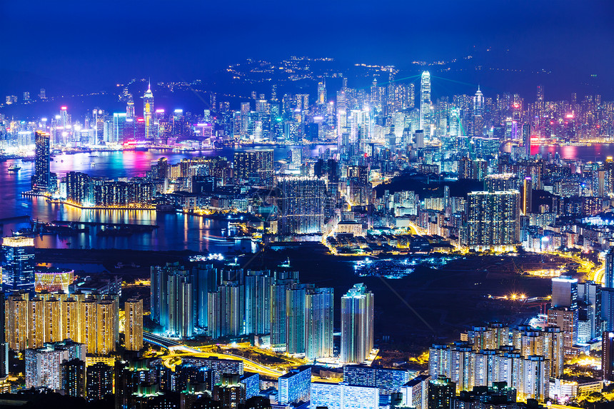香港场景城市景观摩天大楼天际港口日出商业办公室建筑物图片