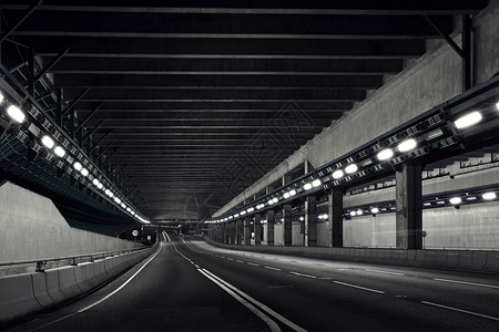 城市隧道曲线街道灰色商业汽车运输蓝色白色旅行交通背景图片