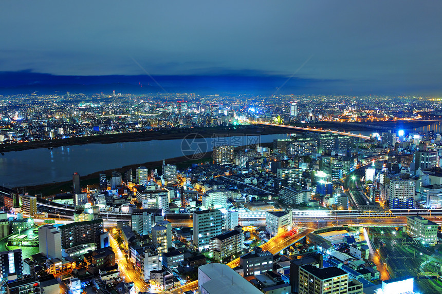 大阪市风景市中心建筑物海景摩天大楼池塘城市景观天际场景办公室图片