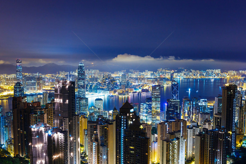 香港之夜景观风景摩天大楼顶峰建筑学建筑天际城市办公室住宅图片