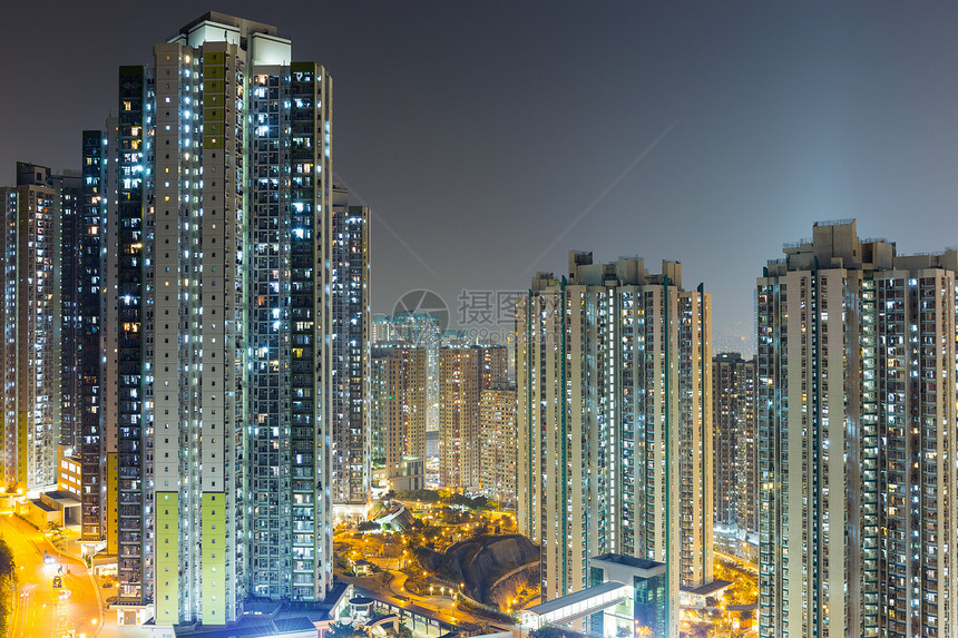 香港的公寓楼大楼景观摩天大楼建筑住房都市天际场景城市风景袖珍图片