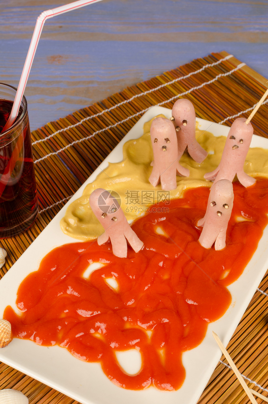 乐趣香肠创造力盘子美食儿童章鱼童年食物服务水平装饰图片