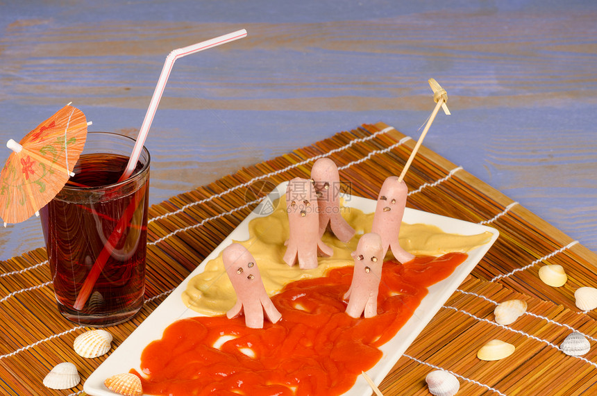 小孩点心装饰美食营养小吃章鱼服务创造力食物乐趣香肠图片