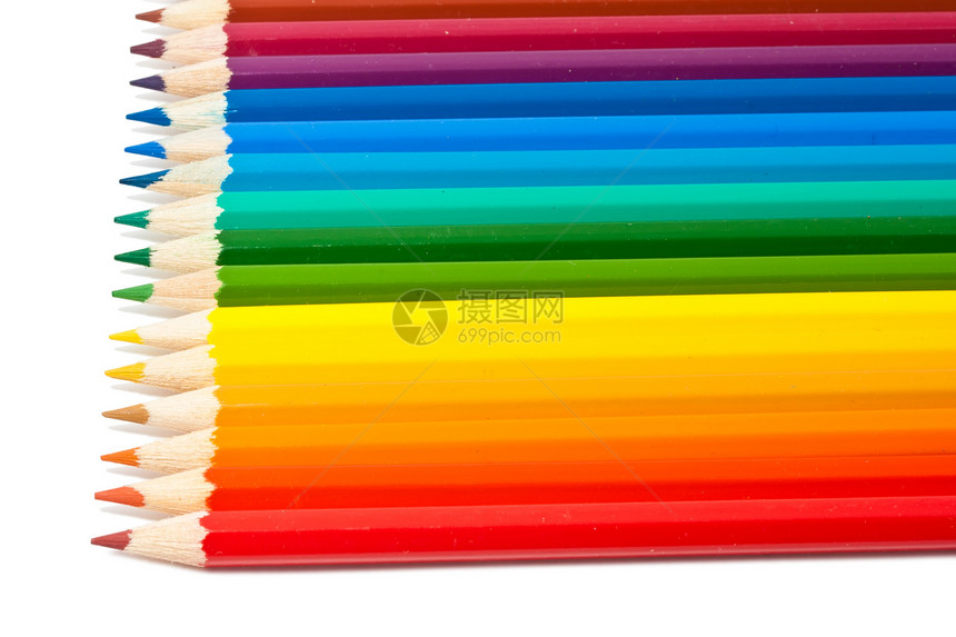 彩色铅笔乐器黄色艺术粉色绿色彩虹木头蓝色红色绘画图片