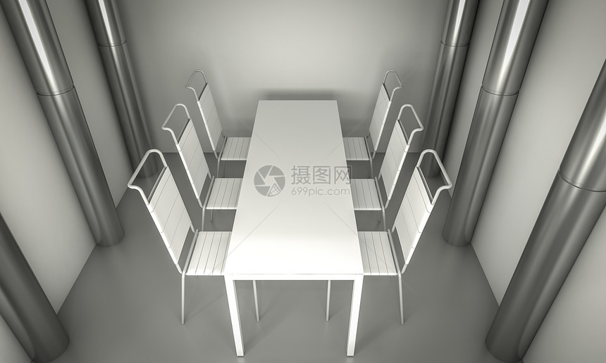 清洁餐厅房间 椅子和白桌的清洁空间图片