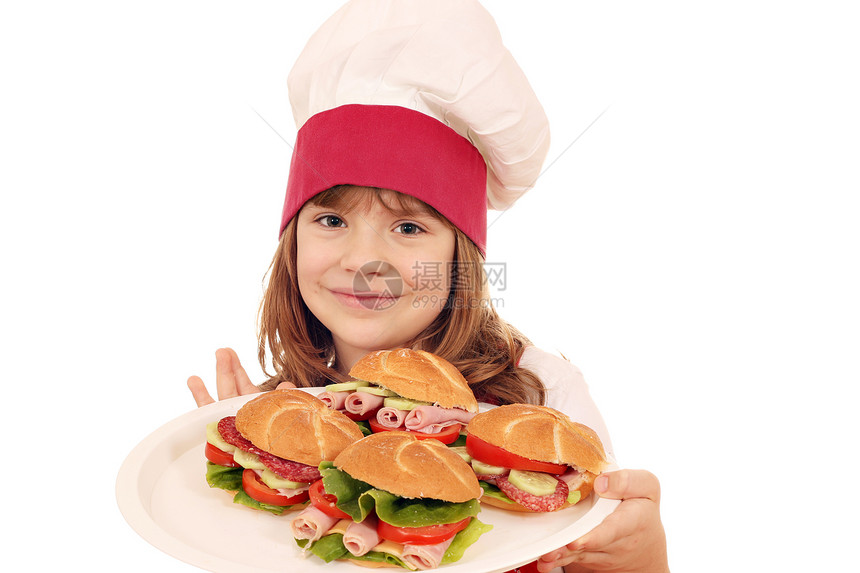 女孩用三明治做饭图片