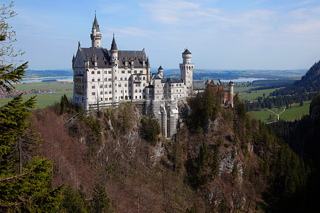 纽施旺斯坦城堡骑士木头建造万高历史旅游建筑学地标高清图片