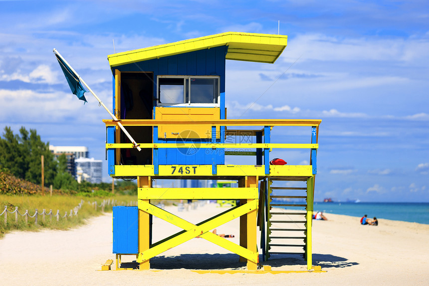 著名的救护之家地点蓝色海景闲暇天空房子热带装饰旅行海滩图片