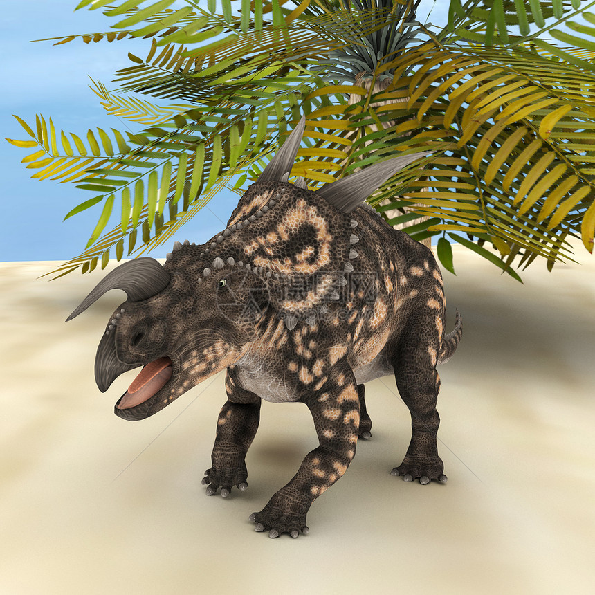 恐龙Eniosaur插图生物爬虫巨龙时代草食性天空广度棕榈动物图片