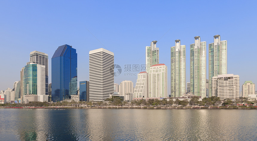 现代商业区 泰国曼谷 泰国曼谷蓝色市中心天空反射住宅办公室城市旅游建筑摩天大楼图片