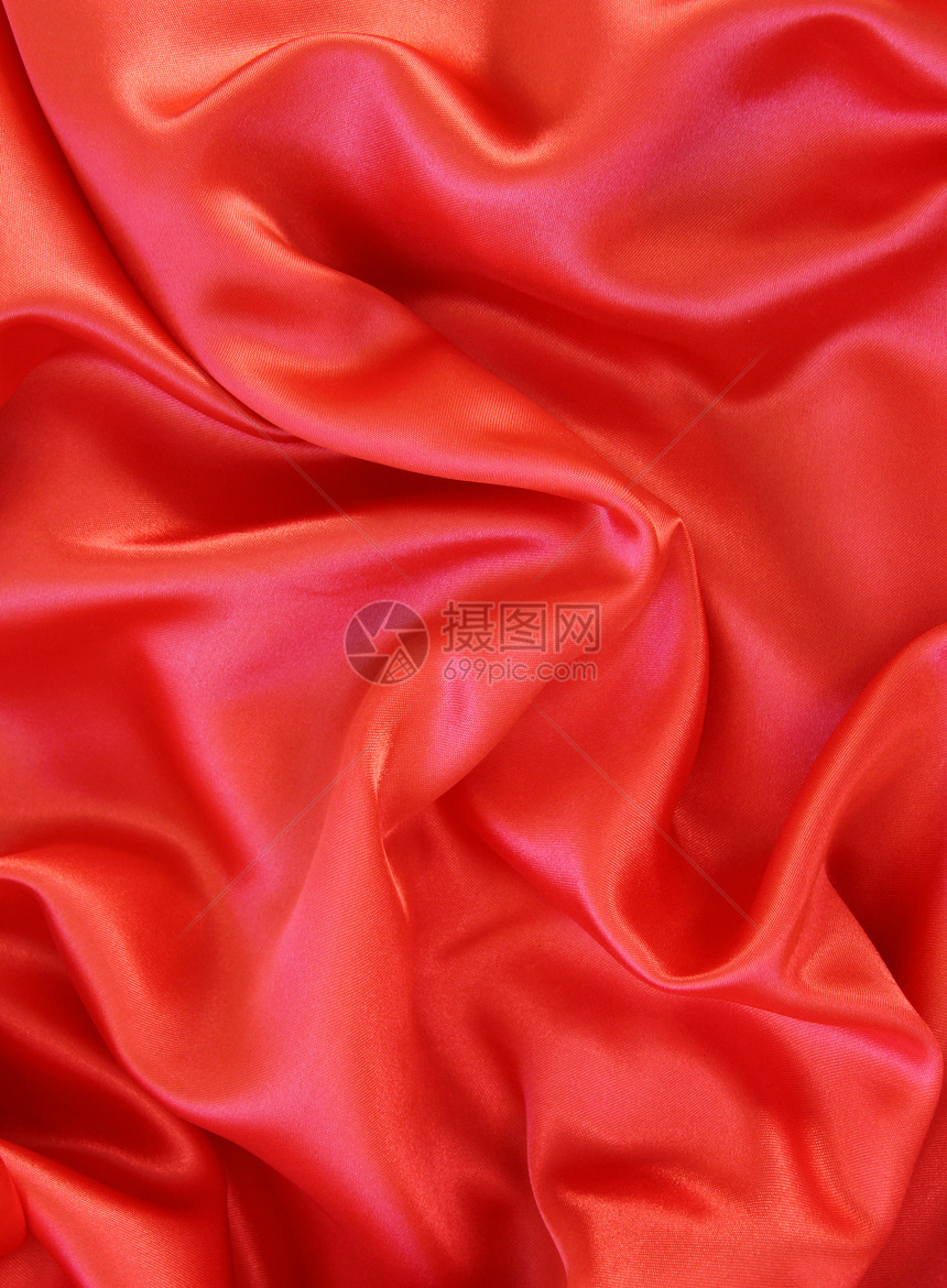 平滑的红丝绸作为背景材料热情纺织品柔软度织物海浪粉色投标奢华窗帘图片