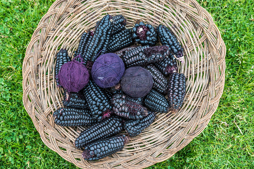 秘鲁 安第斯山地组织 Cuzco秘鲁篮子染料玉米纺织品服装山脉手工旅行针织羊毛图片