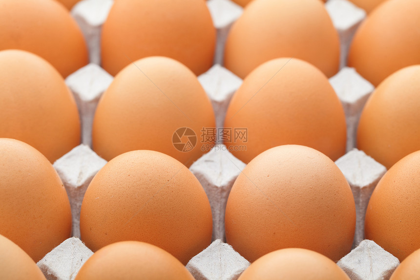 纸质包装中的鸡蛋团体食物农场托盘黄色棕色早餐白色动物图片