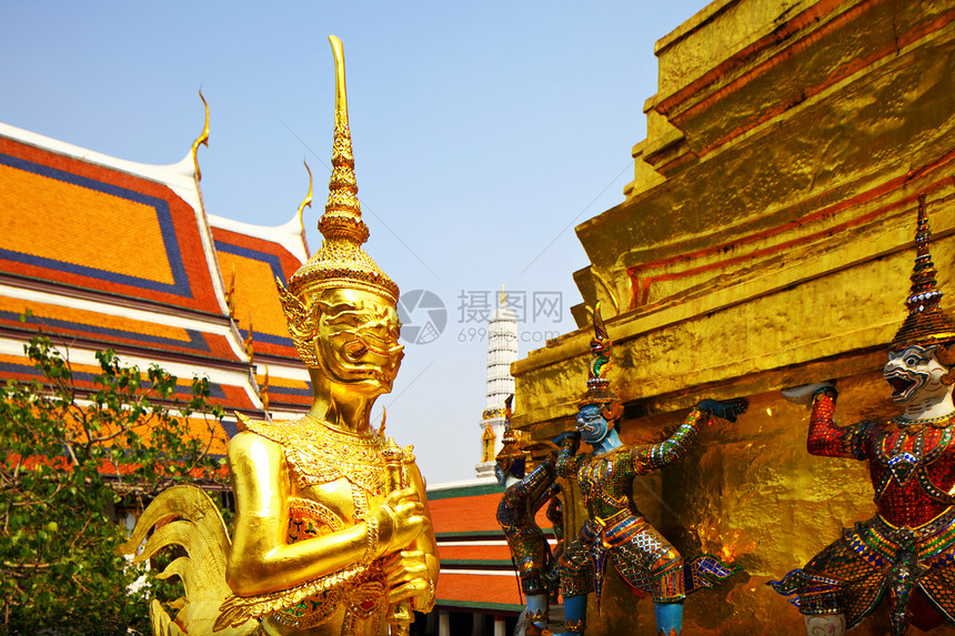 曼谷大宫殿佛教徒雕像文化遗产建筑学宗教雕塑地标宝塔金子图片
