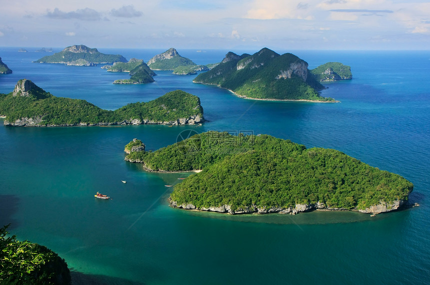 泰国昂忠国家海洋公园泰国盐水海岸线旅行海洋国家蓝色洞穴海湾丛林天空图片
