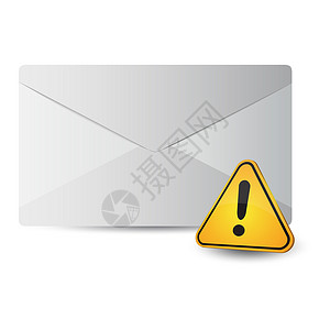图标消息 2d 带有感叹符号剪贴灰色讯息感叹号插图邮局电脑网络邮件白色背景图片